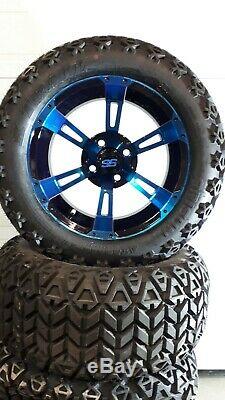 14'' golf cart wheel and DOT tire assembly, BLUE & BLACK Storm trooper