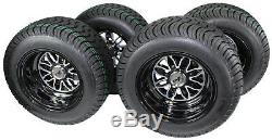 205/50-10 with 10x7 Fusion Glossy Black Wheels for Golf Cart (Set of 4)