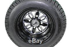 205/50-10 with 10x7 Fusion Glossy Black Wheels for Golf Cart (Set of 4)