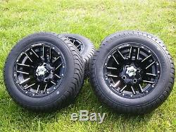 215 50 12 Golf Cart Tires & Black Wheels 12 Inch EZGO Club Car YAMAHA Set of 4