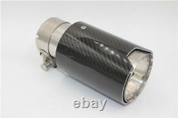 2x Gloss Carbon Fiber Auto Exhaust Pipe Tip ID 2.5 OD3.5 for BMW M3 M4 M5 Car