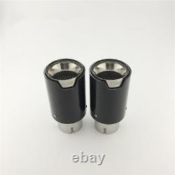 2x Gloss Carbon Fiber Auto Exhaust Pipe Tip ID 2.5 OD3.5 for BMW M3 M4 M5 Car