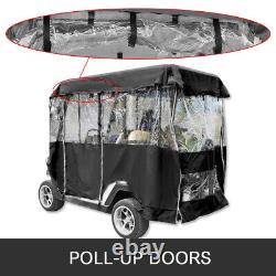 4 Passenger Golf Cart Cover Driving Enclosure Black Fits EZ GO Club Car Yamaha