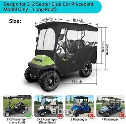 4 Passenger Golf Cart Driving Enclosure for Club Car Precedent With Extended Roof