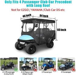 4 Passenger Golf Cart Driving Enclosure for Club Car Precedent With Extended Roof