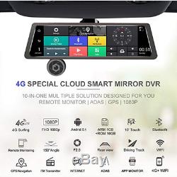 4G WiFi Dual Lens 10'' Vehicle Rearview Mirror Camera Recorder Car DVR Dash Cam