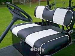 4PCS Golf Cart Seat Cover Black White Pleat, Custom Fit EZGO Club Car Golf Cart