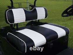 4PCS Golf Cart Seat Cover Black White Pleat, Custom Fit EZGO Club Car Golf Cart