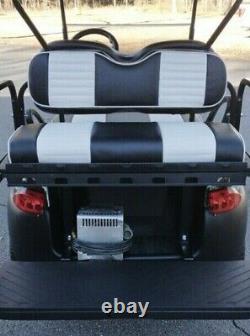 4PCS Golf Cart Seat Cover Black White Pleat, Custom Fit EZGO Club Car Golf Cart