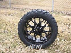 4x 14 GLOSSY BLACK GOLF CART WHEELS &TIRES 22X10-14 ALL TERRAIN STREET USE DOT