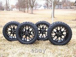 4x 14 GLOSSY BLACK GOLF CART WHEELS &TIRES 22X10-14 ALL TERRAIN STREET USE DOT