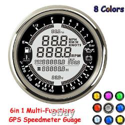 85mm 6 in 1 Multi-Function Digital GPS Speedometer Tachometer Oil Pressure Gauge