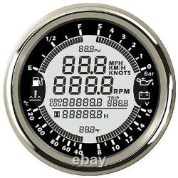 85mm 6 in 1 Multi-Function Digital GPS Speedometer Tachometer Oil Pressure Gauge