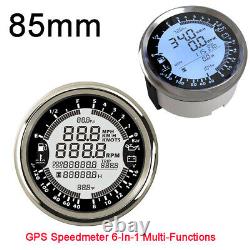 85mm 6 in 1 Multi-Function Digital GPS Speedometer Tachometer Oil Pressure Gauge