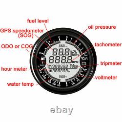 85mm 6 in 1 Multi-Function Digital GPS Speedometer Tachometer Oil Pressure Gauge