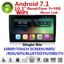 Android 7.1 Single 1Din 10.1 Car GPS Stereo Radio Player Wifi 3G/4G 4-Core 16GB