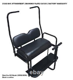 BLACK Rear Flip Folding Seat 1982-2000.5 Club Car DS Golf Cart with Roof Supports