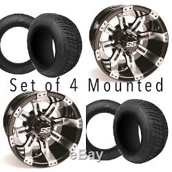 BLOWOUT Set of 4 10 inch Tempest Golf Cart Wheels on 205 50 10 Street Tires