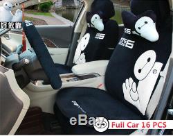 Baymax Cartoon Winter Super Soft Plush Full Car Seat Cushion Universal Fit Black
