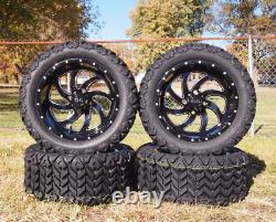 Black 14 Golf Cart Wheels & Tires 23x10-14 All Terrain, EZGO/Club Car/YMH/Icon