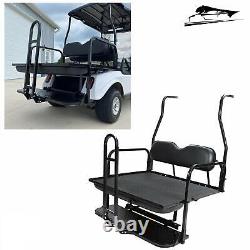 Black Folding Rear Flip Seat Kit for 2000-2013 Club Car Golf Cart DS withGrab Bar