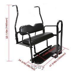 Black Folding Rear Flip Seat Kit for 2000-2013 Club Car Golf Cart DS withGrab Bar