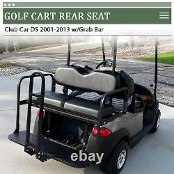 Black Folding Rear Flip Seat Kit withGrab Bar fits Club Car Golf Cart DS 2014-up