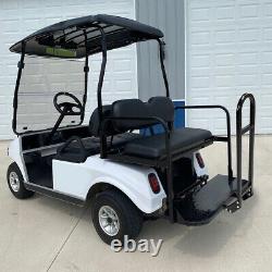 Black Folding Rear Flip Seat Kit withGrab Bar fits Club Car Golf Cart DS 2014-up