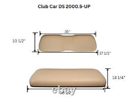 Black Front Seat Fits Club Car DS 2000.5-Up Golf Cart, Bottom & Back Cushion Set