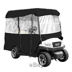 Black Rain Cover Enclosure for 4 Golf Cart W Back Seat Extended Roof ClubCar