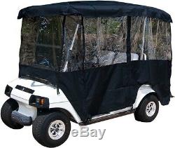 Black Rain Cover Enclosure for Golf Cart W Back Seat Extended Roof Ezgo ClubCar