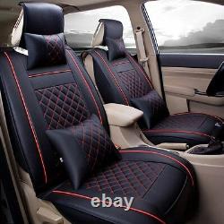 Car Auto SUV Seat Cover Cushion 5-Seats Front + Rear PU Leather withPillows Size M