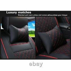 Car Auto SUV Seat Cover Cushion 5-Seats Front + Rear PU Leather withPillows Size M