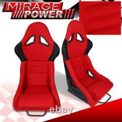 Car Pair Of JDM Style Light Weight Racing Bucket Seats Red Black Civic Integra