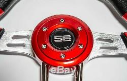 Classic Golf Cart Red Black Steering Wheel Chrome Spoke For Ezgo Club Car Yamaha