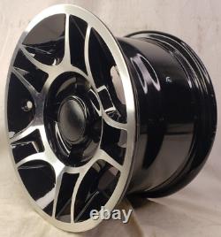 Club Car 10x6 4/4 Black & Machined Golf Cart Rims Wheels pull-off scratch & dent