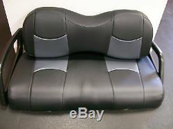 Club Car DS'00 & UP Golf Cart Deluxe Seat Covers-Front & Rear(Blk/Gry btm CF)