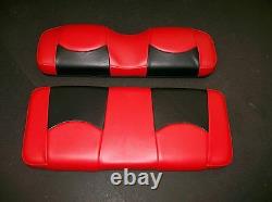 Club Car DS'00 & Up Golf Cart Dlux Vinyl Seat Covers-Front & Rear(Red/Blk BTM)