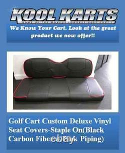 Club Car DS 00 & Up Golf Cart Front Seat Replacement & Seat Covers Set(Black CF)