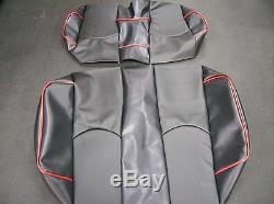 Club Car DS 00 & up Golf Cart Deluxe Seat Covers-Staple On(BLK&BLK CF/w Png)