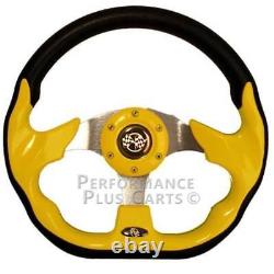 Club Car DS 12.5 Yellow Golf Cart Steering Wheel with Black Adapter Hub