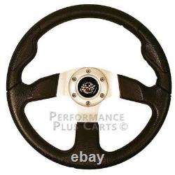 Club Car DS 13.5 Black Steering Wheel with Chrome Adapter Hub