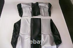 Club Car DS 2000.5 Up Golf Cart DeluxeT Seat Covers-Fronts-Staple On-BLK/Slvr