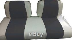 Club Car DS'99 & Dwn Golf Cart Deluxe Vinyl Seat Covers-Staple On(Whte/Black)