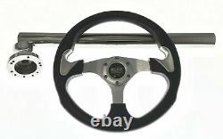 Club Car DS Black and Silver Steering Wheel/Hub Adapter/Chrome Cover Kit 1985+