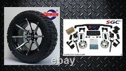 Club Car DS Golf Cart 4 Spindle Extension Lift Kit +14 Wheels and 22 AT Tires