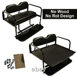 Club Car DS Golf Cart Flip Folding Rear Back Seat Kit for 2000.5 and Up Black