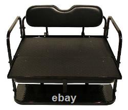 Club Car DS Golf Cart Flip Folding Rear Back Seat Kit for 2000.5 and Up Black