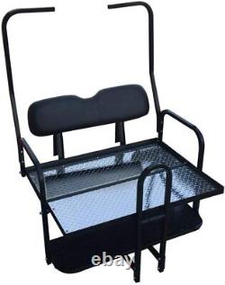 Club Car DS Golf Cart Flip Folding Rear Back Seat Kit with Diamond Plate Black