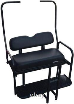 Club Car DS Golf Cart Flip Folding Rear Back Seat Kit with Diamond Plate Black